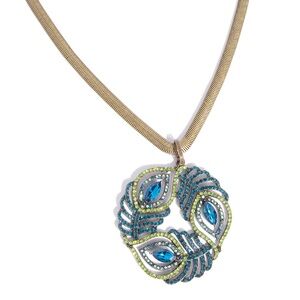 Elegant Blue and Green Peacock Necklace